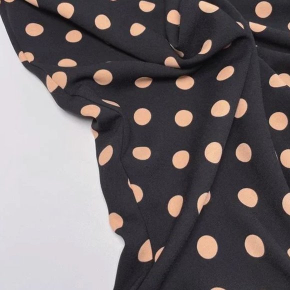 Black Cream Polka Dots Midi A-Line Skirt - Picture 6 of 6